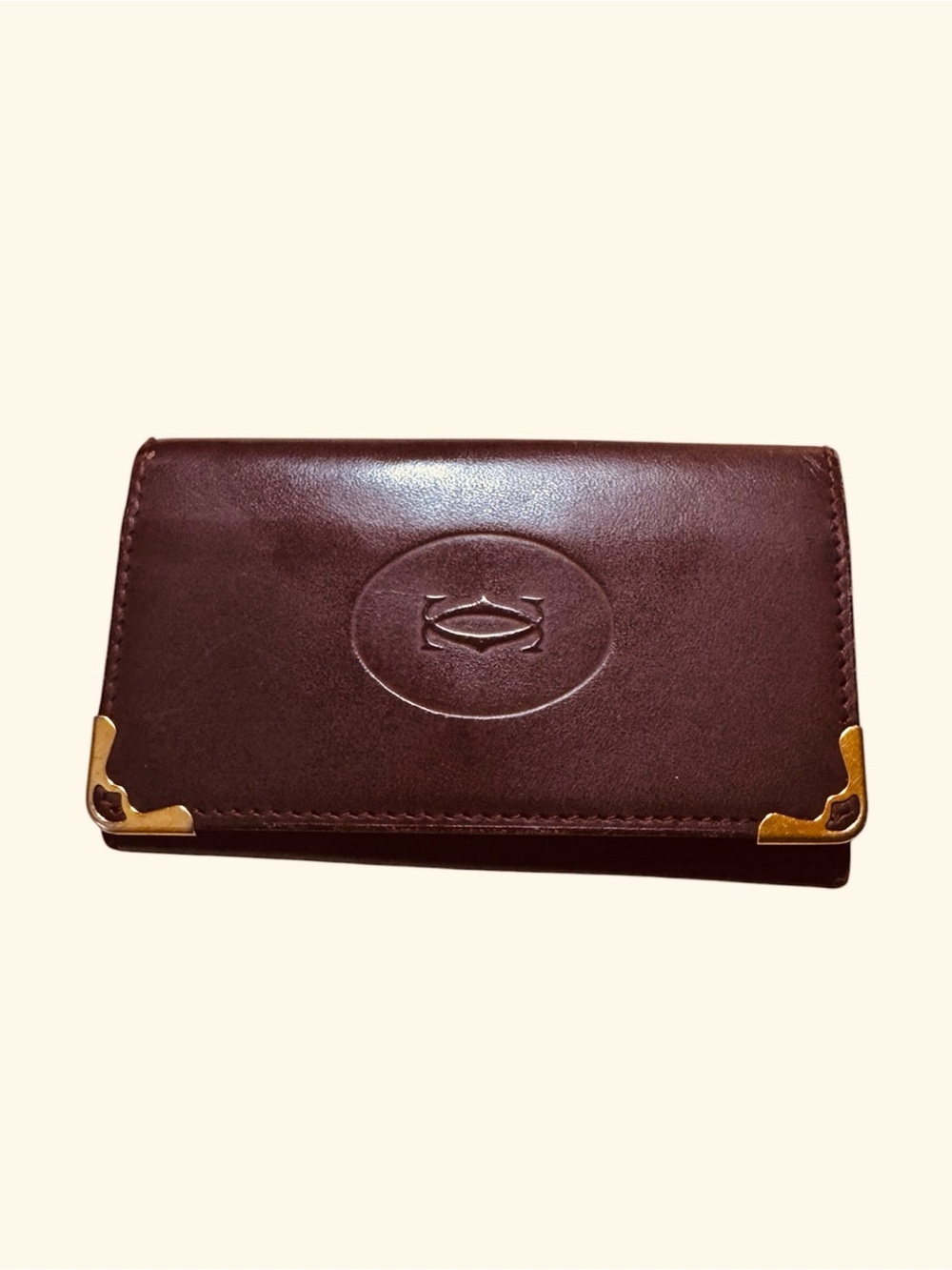 Cartier Red and Gold Leather Logo Key Card Case